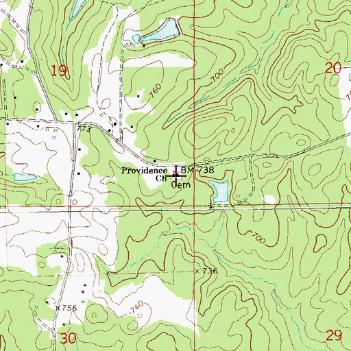 Topographic Map of Providence Cemetery, AL