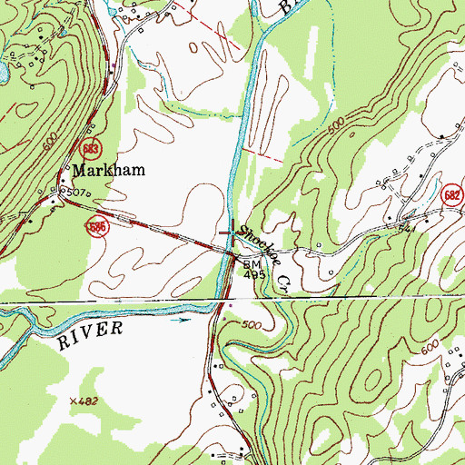 Topographic Map of Shockoe Creek, VA