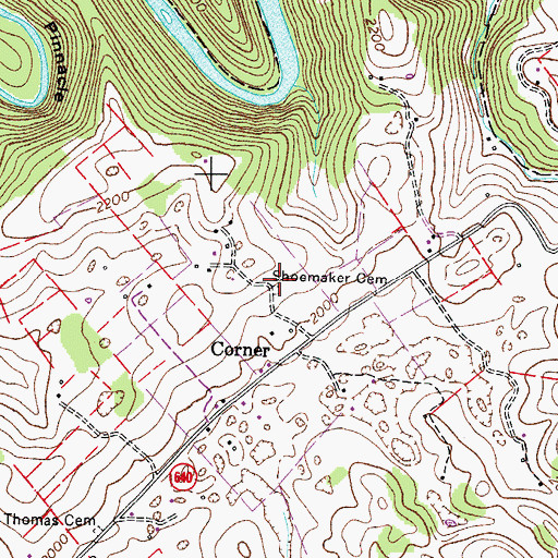 Topographic Map of Shoemaker Cemetery, VA