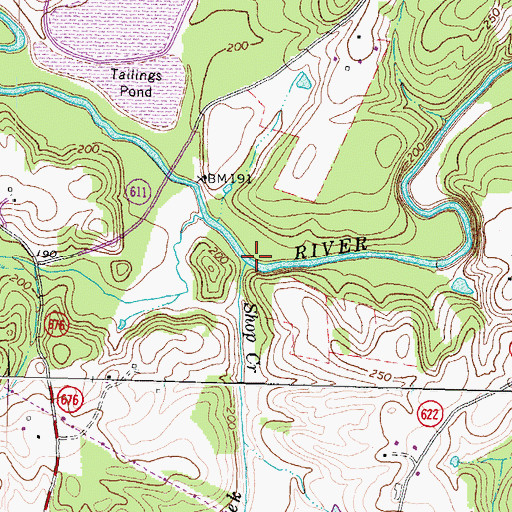 Topographic Map of Shop Creek, VA