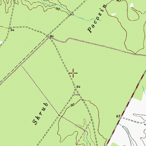 Topographic Map of Shrub Pocosin, VA