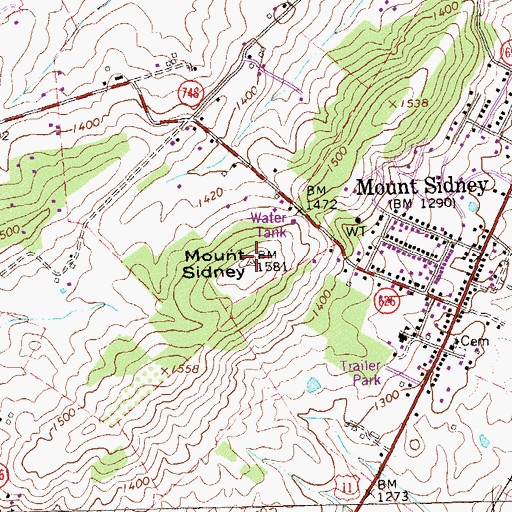 Topographic Map of Mount Sidney, VA