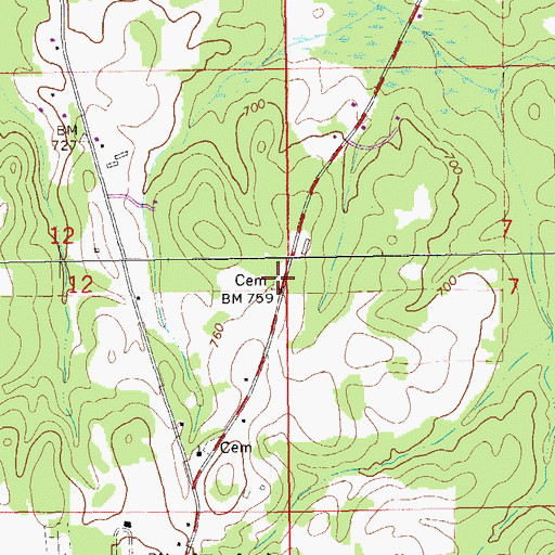 Topographic Map of Swint-Hammack Cemetery, AL