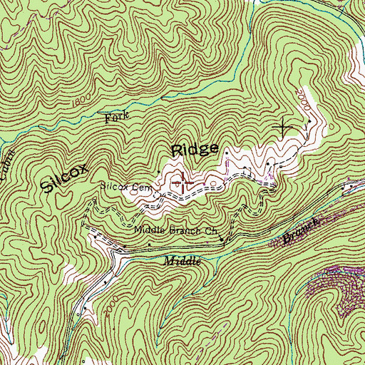 Topographic Map of Silcox Ridge, VA
