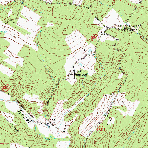 Topographic Map of Siler Temple, VA