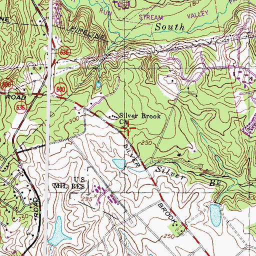 Topographic Map of Silver Brook Church, VA