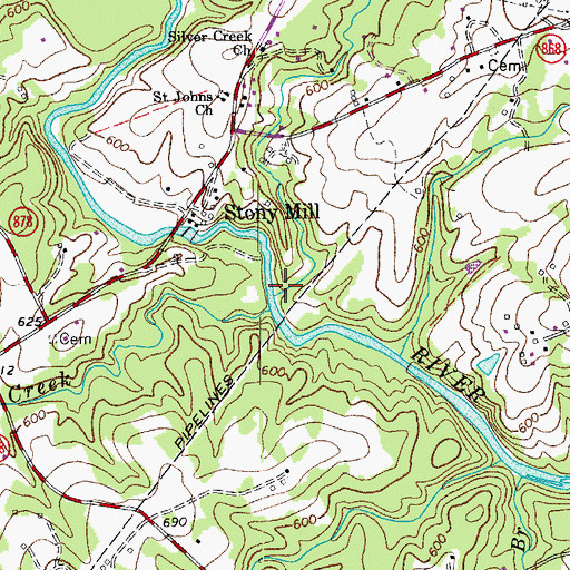 Topographic Map of Silver Creek, VA