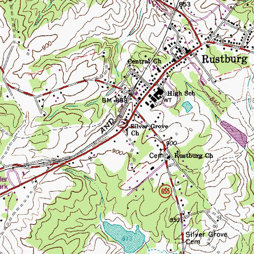Topographic Map of Silver Grove Church, VA