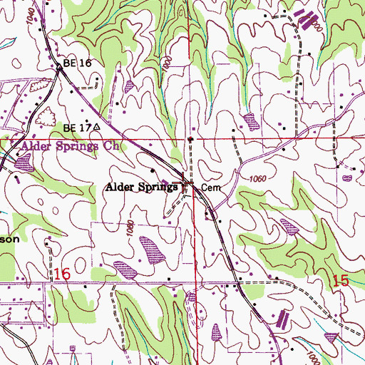 Topographic Map of Alder Springs Cumberland Presbyterian Church, AL