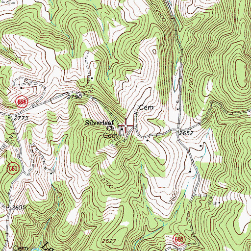 Topographic Map of Silverleaf Church, VA