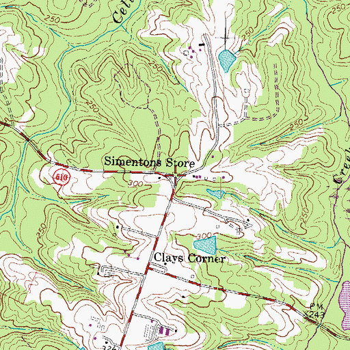 Topographic Map of Simentons Store, VA