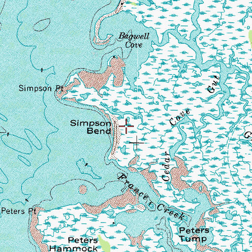 Topographic Map of Simpson Bend, VA