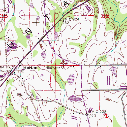 Topographic Map of Bethany Cemetery, AL