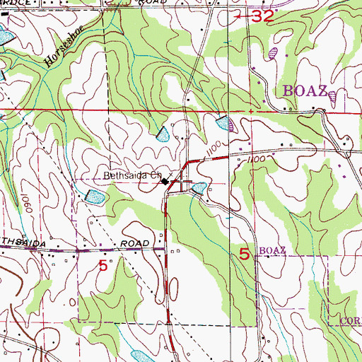 Topographic Map of Bethsaida Cemetery, AL