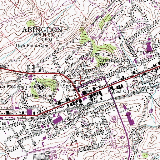 Topographic Map of Sinking Spring Cemetery, VA