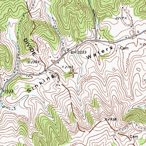 Topographic Map of Sinking Waters, VA