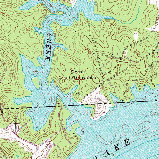 Topographic Map of Siouan Scout Reservation, VA