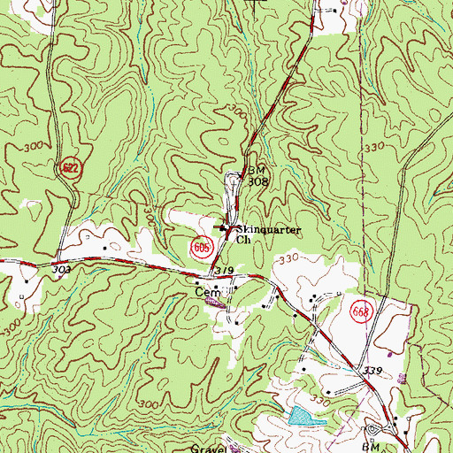 Topographic Map of Skinquarter Church, VA