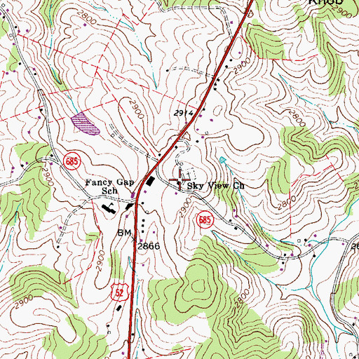 Topographic Map of Sky View Church, VA