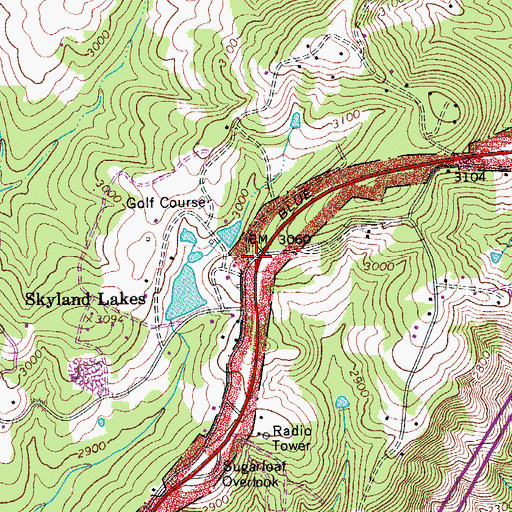 Topographic Map of Skyland Lakes, VA