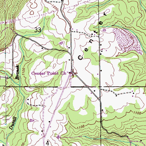 Topographic Map of Center Point Cemetery, AL