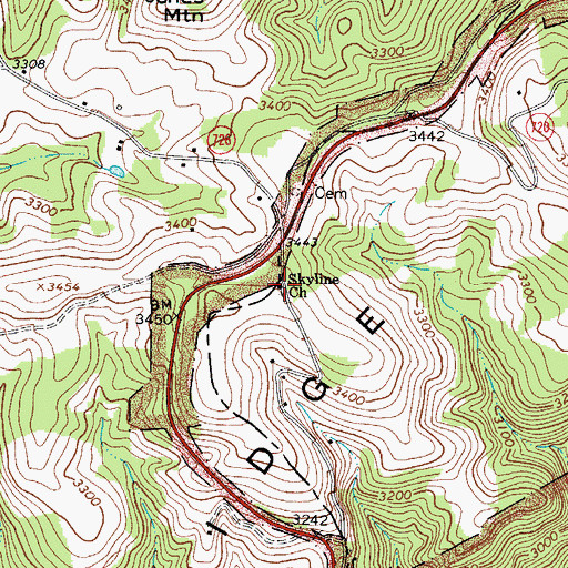 Topographic Map of Skyline Church, VA