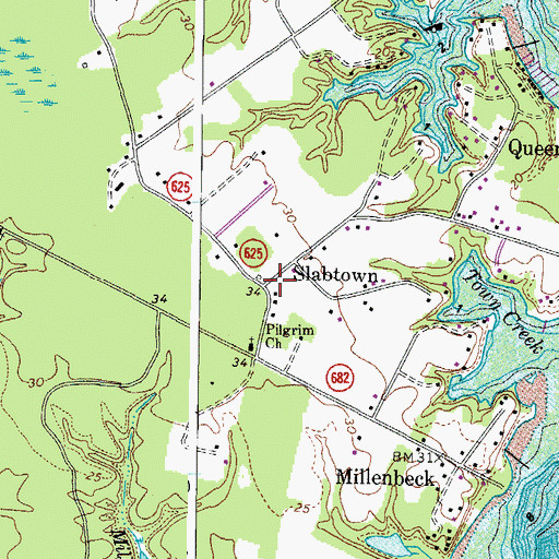 Topographic Map of Slabtown, VA