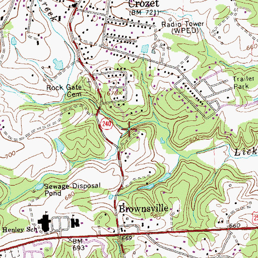 Topographic Map of Slabtown Branch, VA