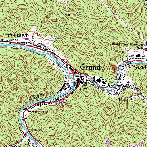 Topographic Map of Slate Creek, VA
