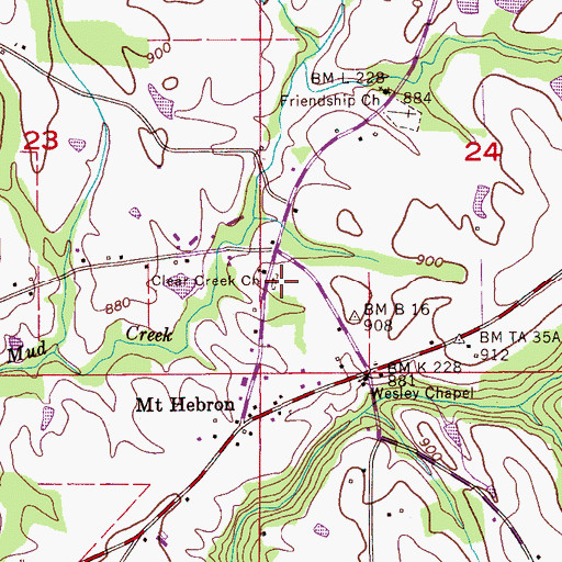 Topographic Map of Clear Creek Cemetery, AL