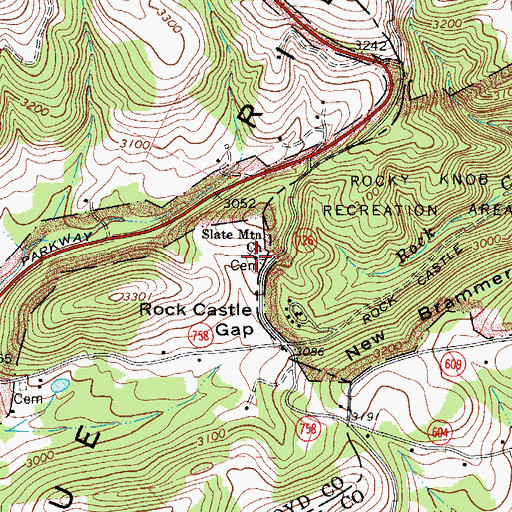 Topographic Map of Slate Mountain Church, VA