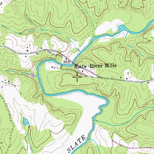 Topographic Map of Slate River Mills, VA