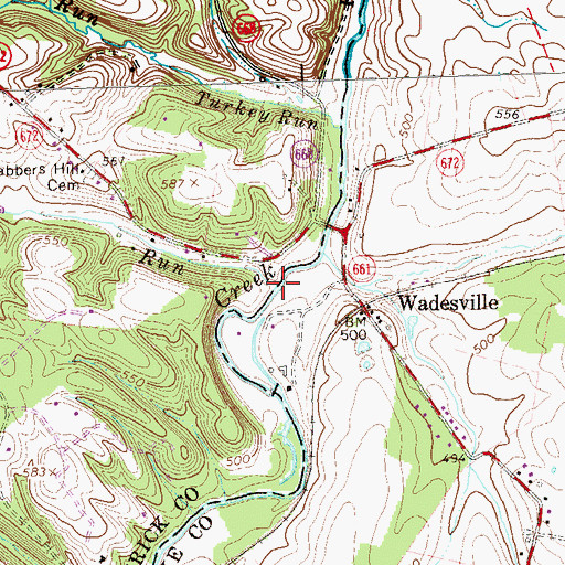 Topographic Map of Slate Run, VA