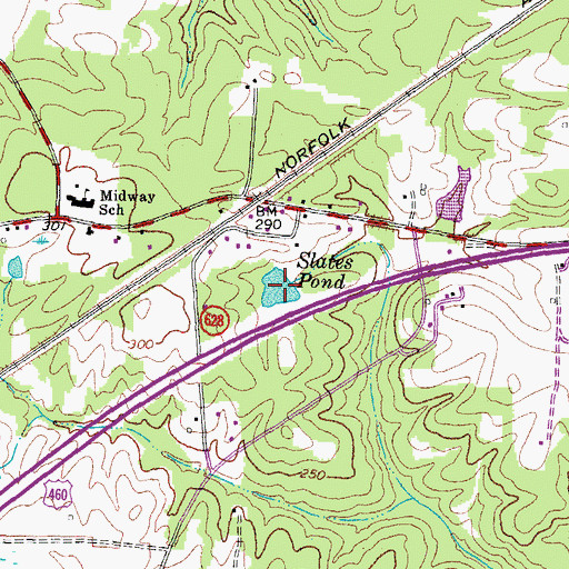 Topographic Map of Slates Pond, VA
