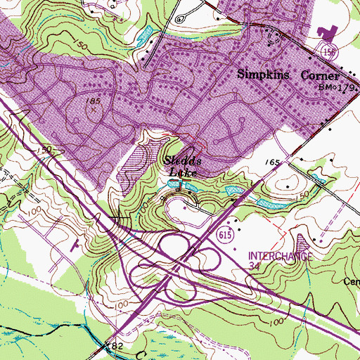 Topographic Map of Sledds Lake, VA