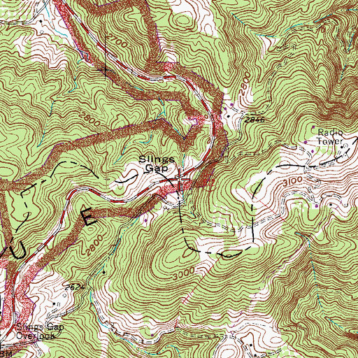 Topographic Map of Slings Gap, VA