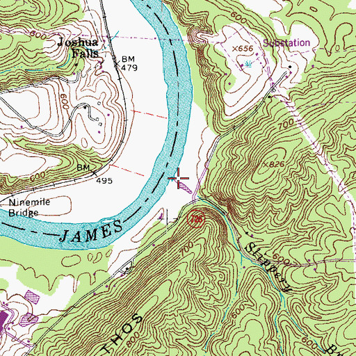 Topographic Map of Slippery Branch, VA
