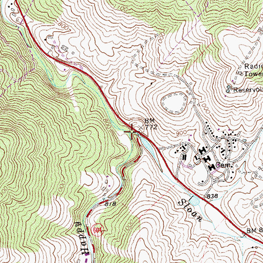 Topographic Map of Sloan Creek, VA