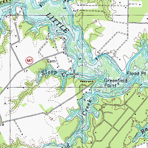 Topographic Map of Sloop Creek, VA