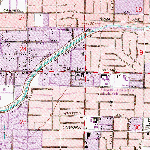 Topographic Map of Mayfair Shopping Center, AZ