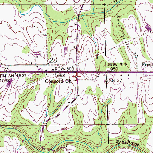 Topographic Map of Concord Cemetery, AL