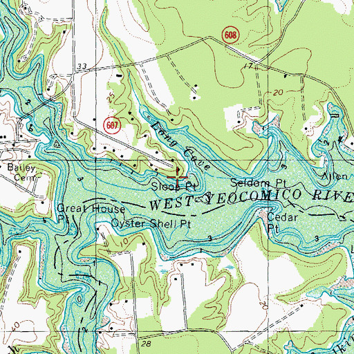 Topographic Map of Sloop Point, VA