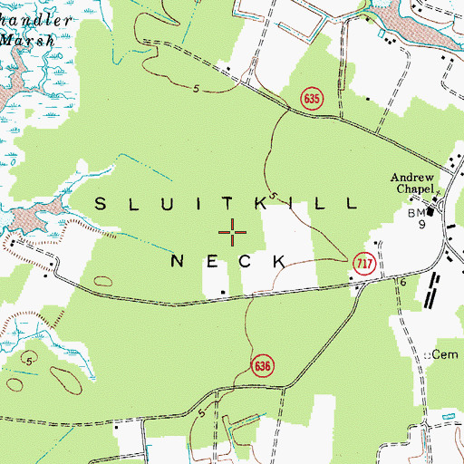 Topographic Map of Sluitkill Neck, VA