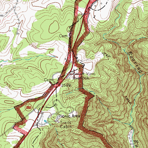 Topographic Map of Smart View Overlook, VA