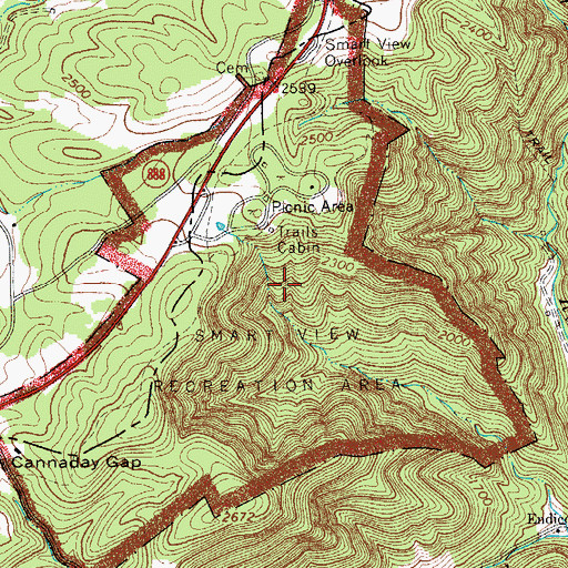 Topographic Map of Smart View Recreation Area, VA