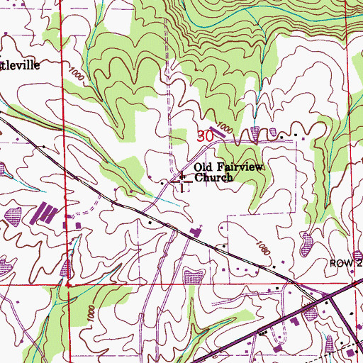 Topographic Map of Fairview Cemetery, AL