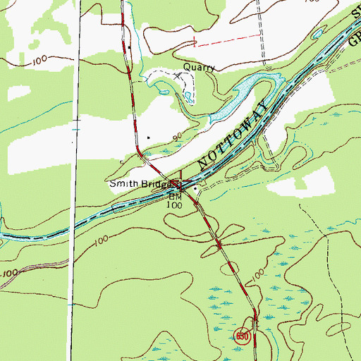 Topographic Map of Smith Bridge, VA