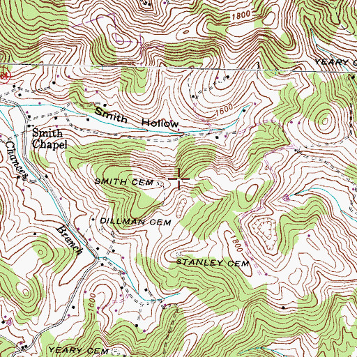 Topographic Map of Smith Cemetery, VA