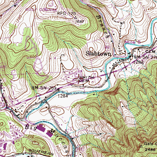 Topographic Map of Smith Cemetery, VA
