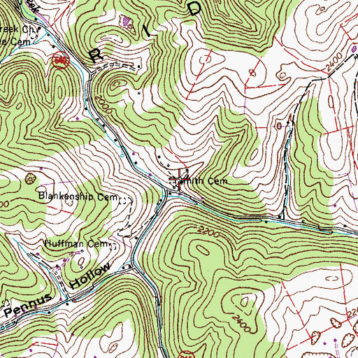 Topographic Map of Smith Cemetery, VA
